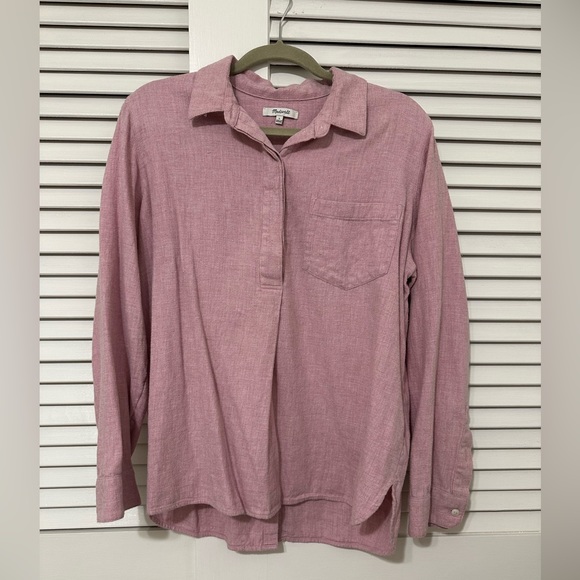 Madewell Flannel Classic Ex-Boyfriend Button-Back Shirt Pink (Large) - Picture 3 of 8